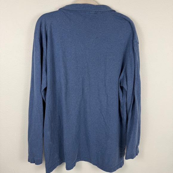 Johnnie-O Mens 2XL Long Sleeve Polo Shirt Heather Blue Cotton Surfer Logo Pocket - Picture 2 of 9